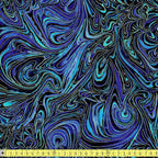 Timeless Treasures - Abstract Metallic Marble - Indigo - Sewing and Dressmaking Fabric