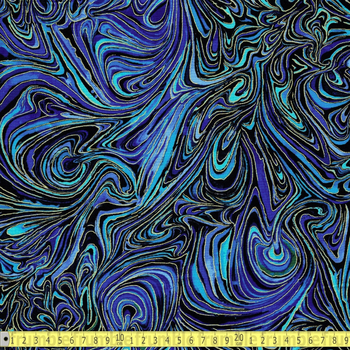 Timeless Treasures - Abstract Metallic Marble - Indigo - Sewing and Dressmaking Fabric