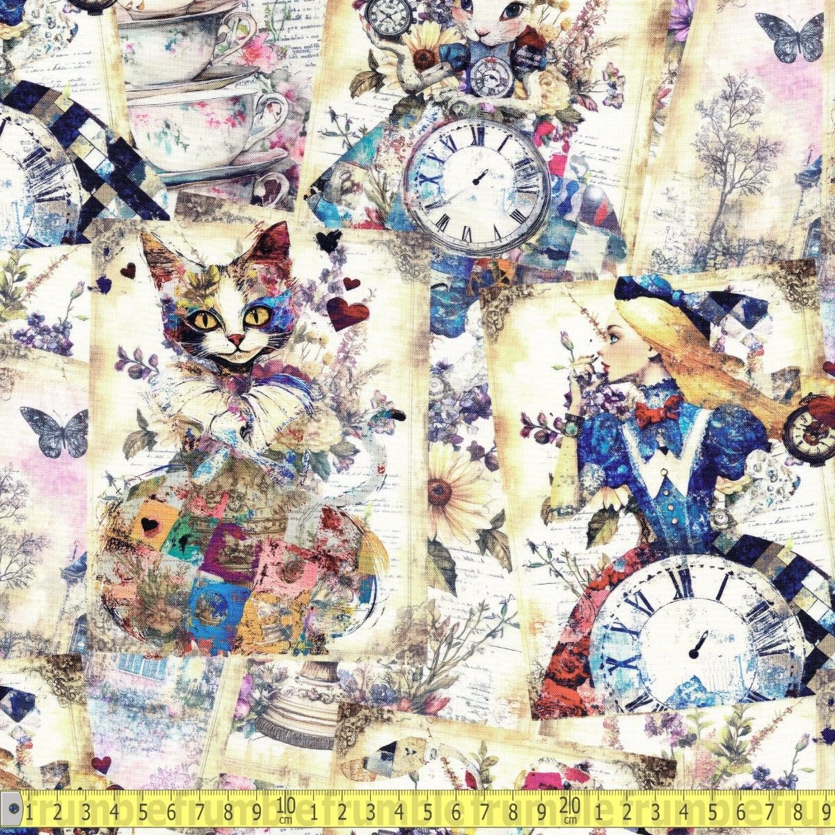 Timeless Treasures - Alices Dream Collage - Multi - Sewing and Dressmaking Fabric