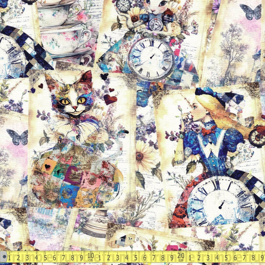 Timeless Treasures - Alices Dream Collage - Multi - Sewing and Dressmaking Fabric