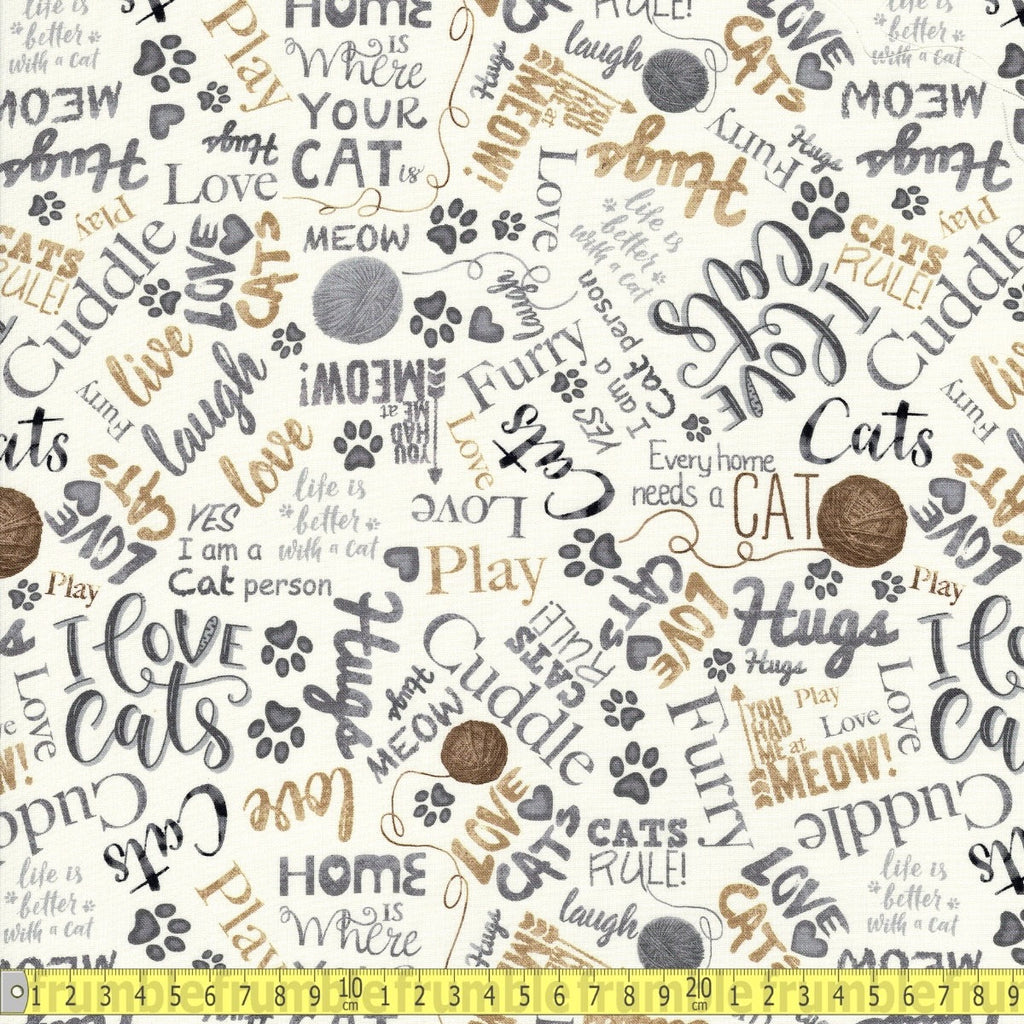 Timeless Treasures - Ball Of Yarn and Text - Natural - Sewing and Dressmaking Fabric