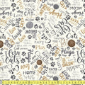 Timeless Treasures - Ball Of Yarn and Text - Natural - Sewing and Dressmaking Fabric