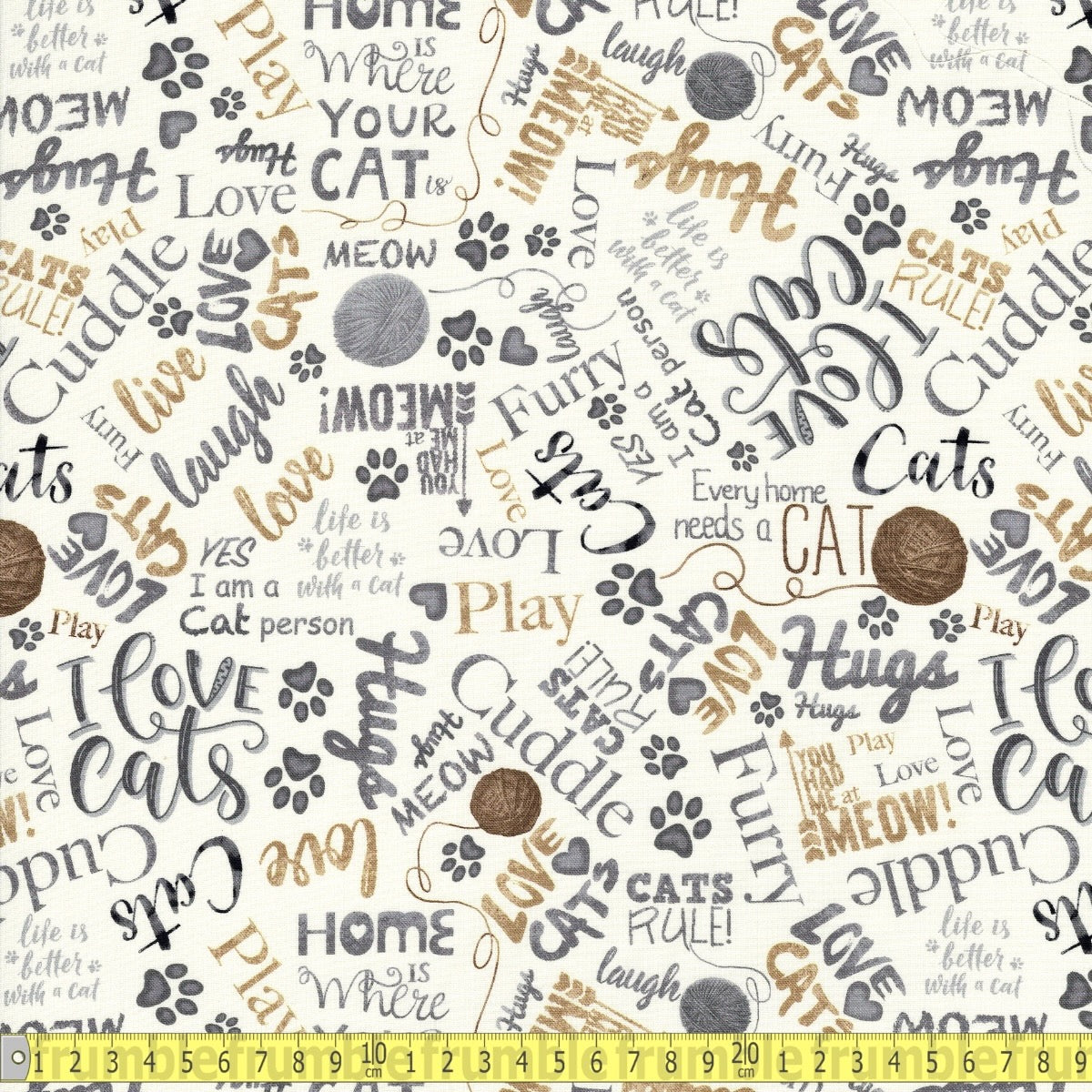 Timeless Treasures - Ball Of Yarn and Text - Natural - Sewing and Dressmaking Fabric