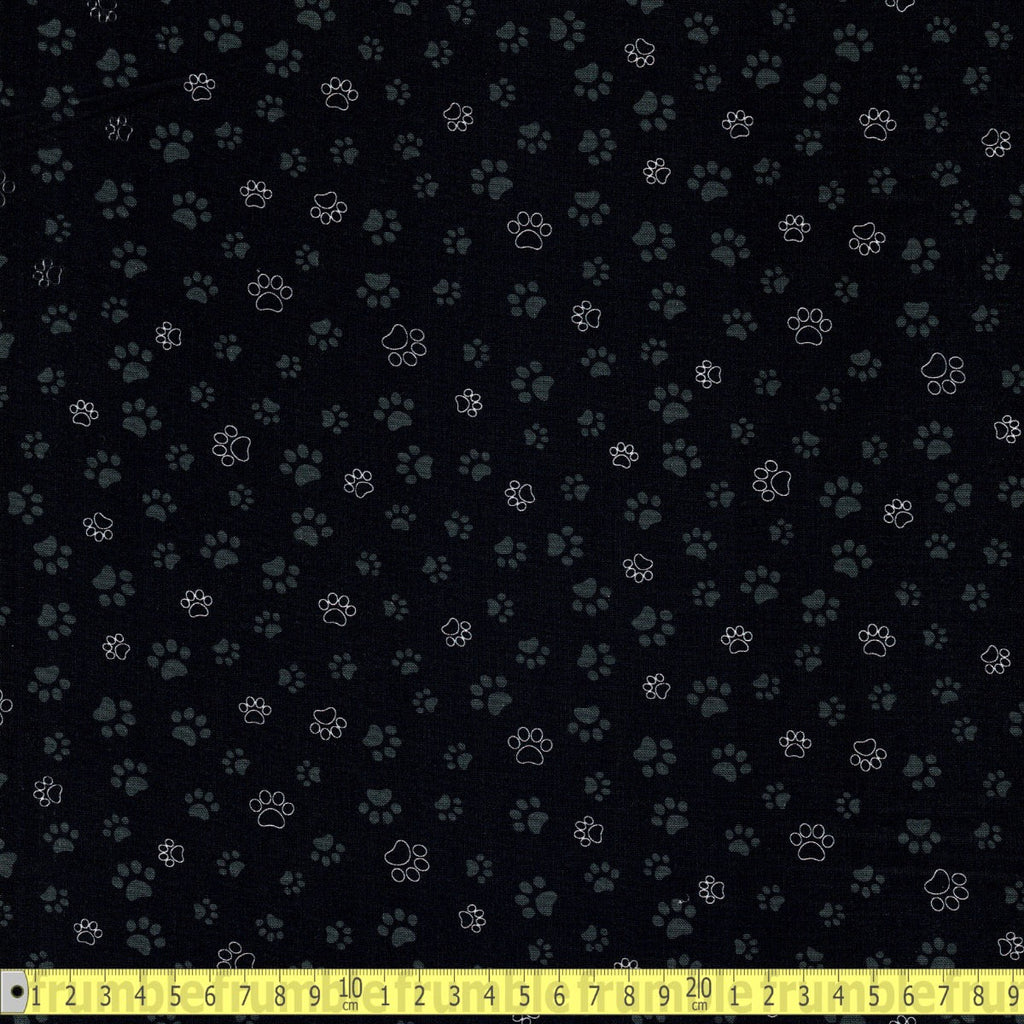 Timeless Treasures - Cat Paw Prints - Black - Sewing and Dressmaking Fabric
