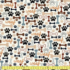 Timeless Treasures - Dogs Rule - Bones and Paws Cream - Sewing and Dressmaking Fabric