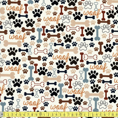 Timeless Treasures - Dogs Rule - Bones and Paws Cream - Sewing and Dressmaking Fabric
