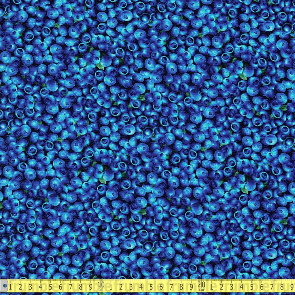 Timeless Treasures - Fruits - Packed Blueberries Blue - Sewing and Dressmaking Fabric
