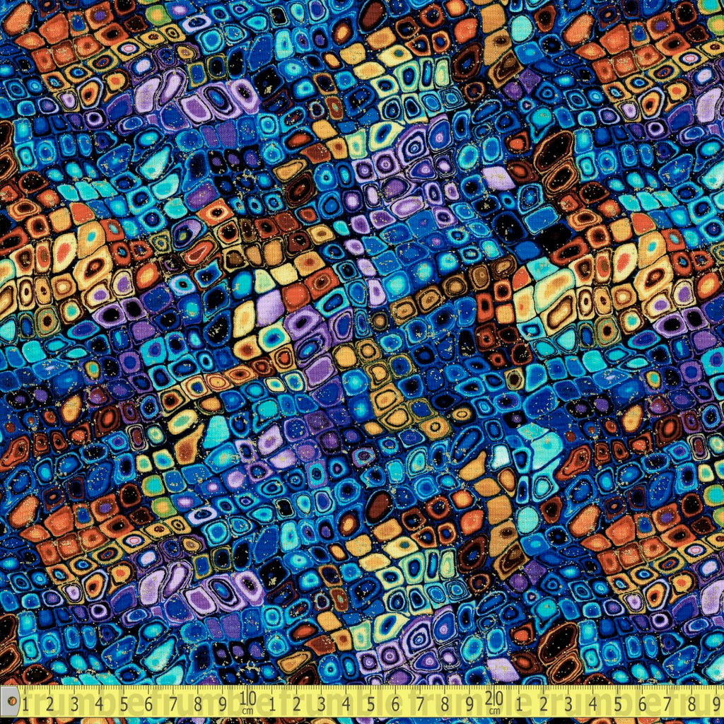 Timeless Treasures - Klimt Geo Abstrac Tide Metallic - Multi - Sewing and Dressmaking Fabric