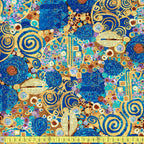 Timeless Treasures - Large Metallic Scrolls - Blue - Sewing and Dressmaking Fabric