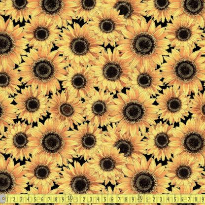 Timeless Treasures - Packed Metallic Sunflowers -Yellow - Sewing and Dressmaking Fabric