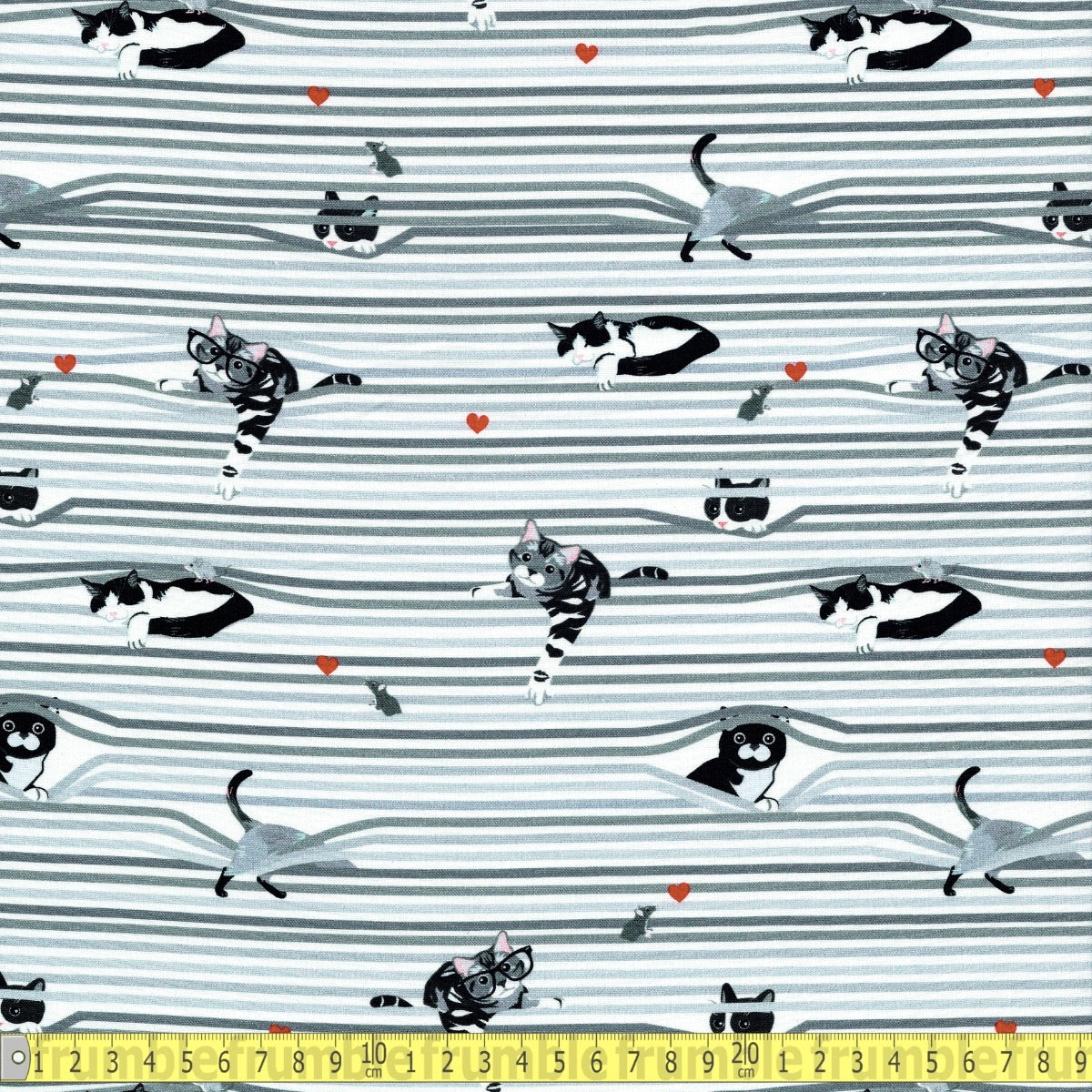 Timeless Treasures - Peekaboo Shade Cats - White - Sewing and Dressmaking Fabric