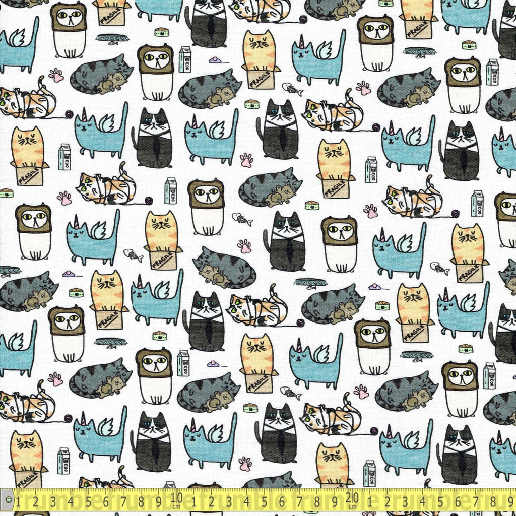 Timeless Treasures - Silly Kitties - White - Sewing and Dressmaking Fabric