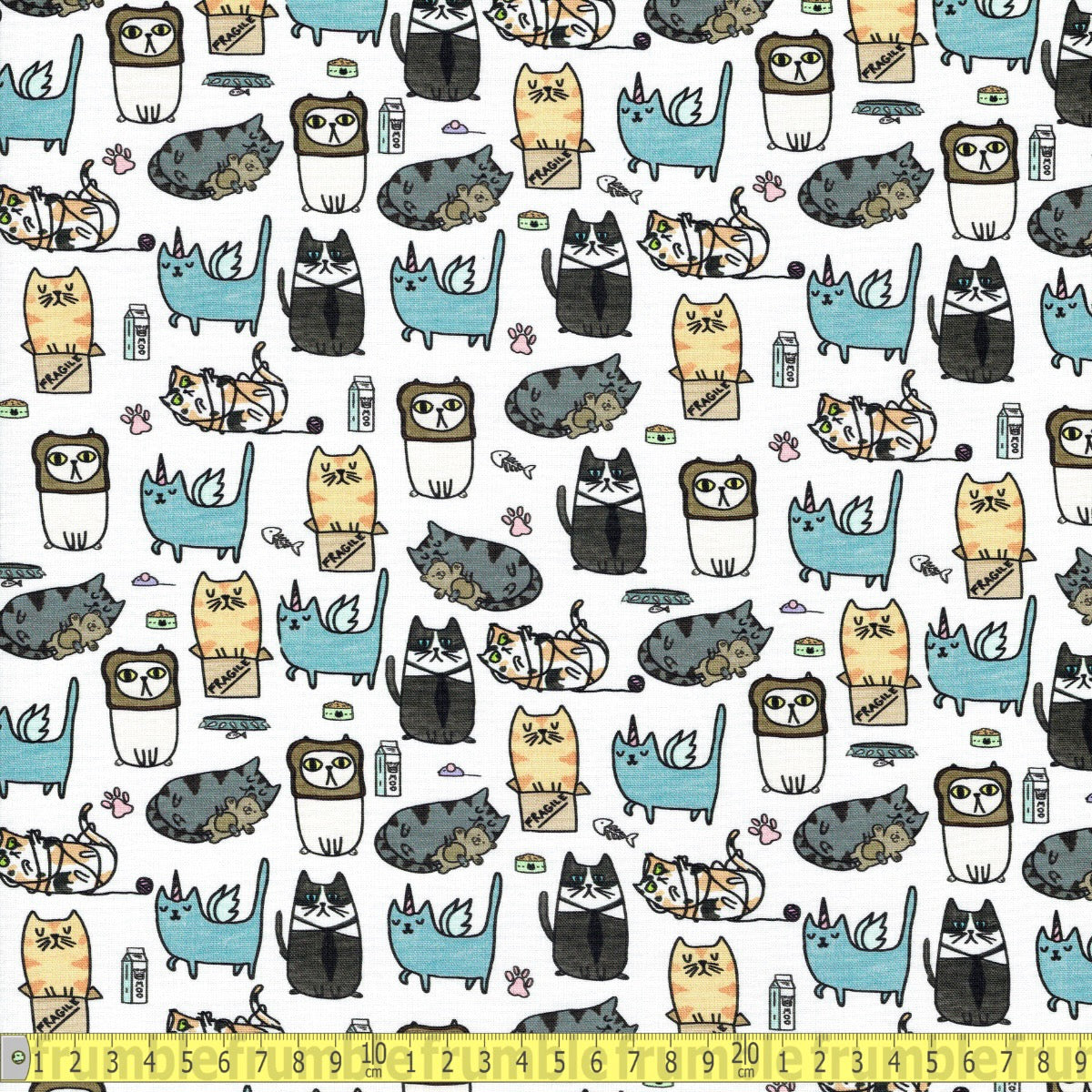 Timeless Treasures - Silly Kitties - White - Sewing and Dressmaking Fabric