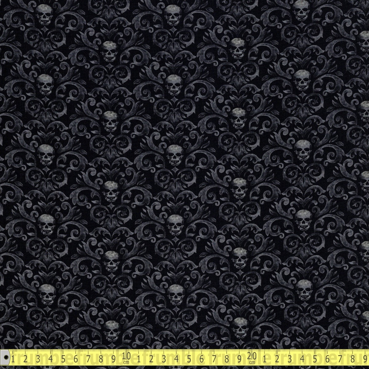Timeless Treasures - Skull Damask Patterns - Black - Sewing and Dressmaking Fabric