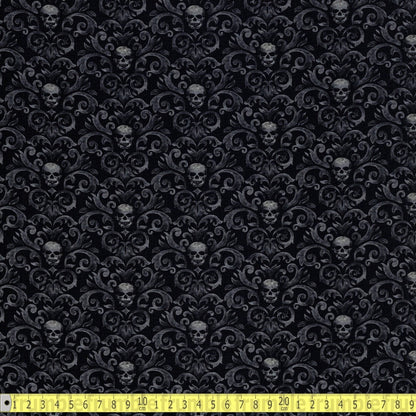 Timeless Treasures - Skull Damask Patterns - Black - Sewing and Dressmaking Fabric