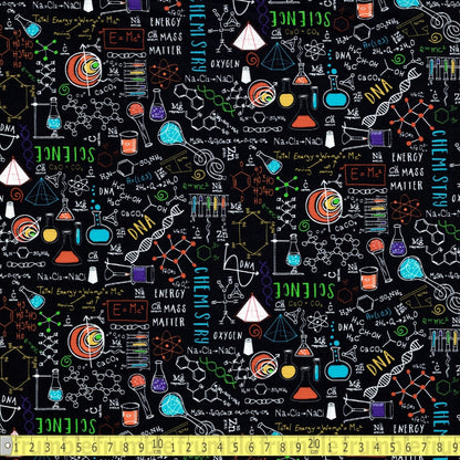 Timeless Treasures - Spaced Out Science - Black - Sewing and Dressmaking Fabric