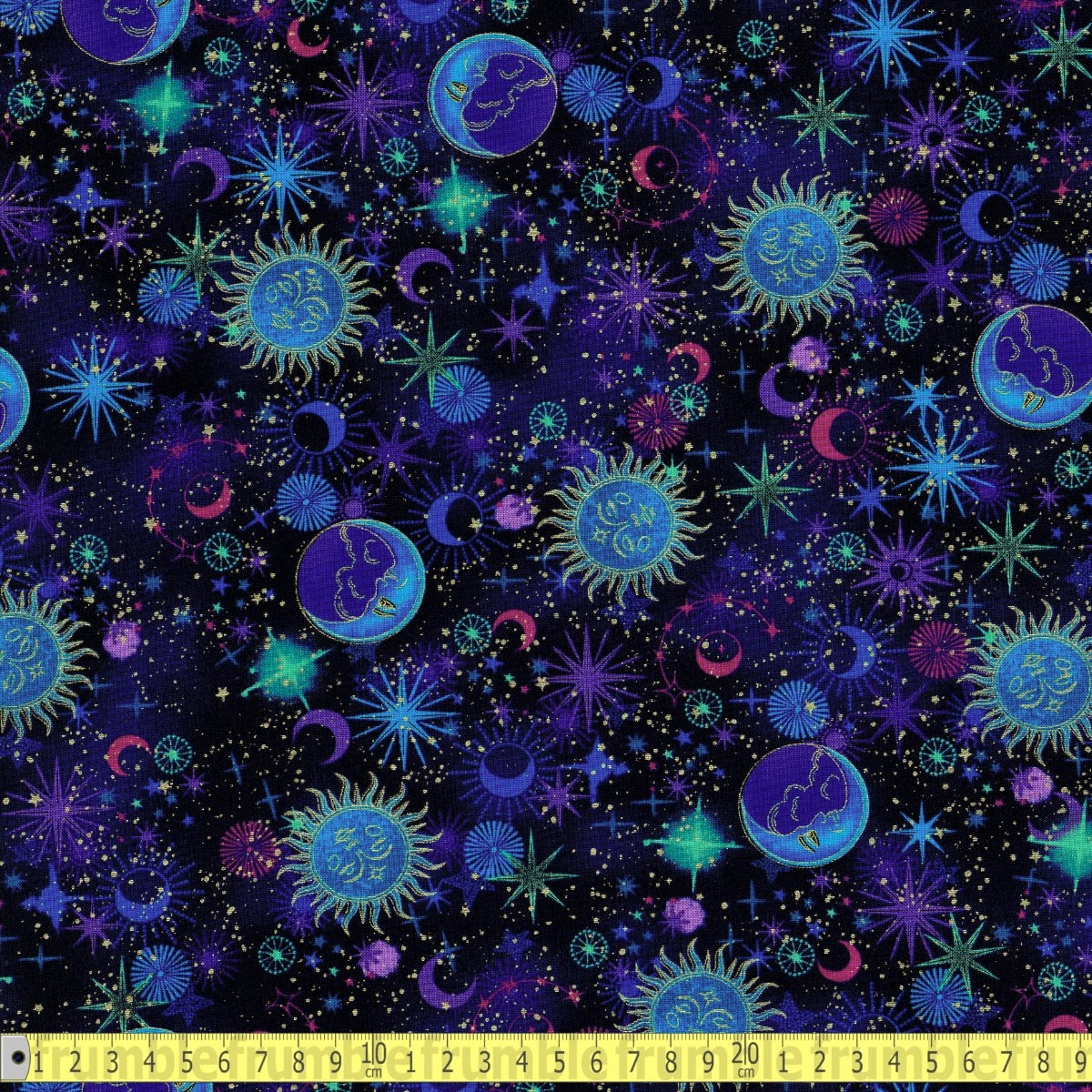 Timeless Treasures - Sun Moon Star Celestial Galaxy - Sewing and Dressmaking Fabric