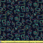Timeless Treasures - Video Game Controllers - Navy - Sewing and Dressmaking Fabric