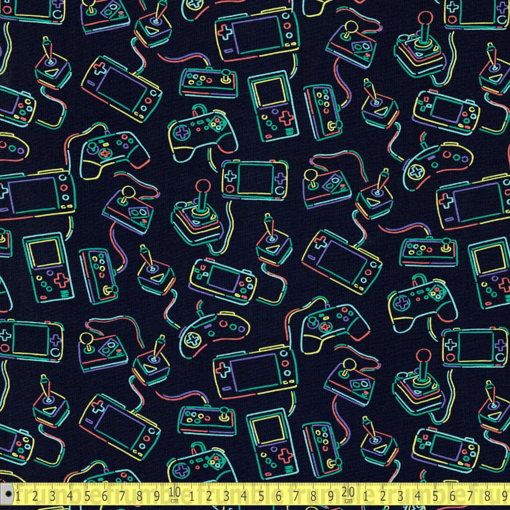 Timeless Treasures - Video Game Controllers - Navy - Sewing and Dressmaking Fabric