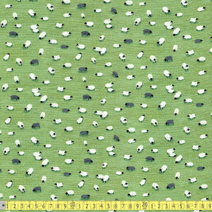 Windham Fabrics - Sunday Drive - Sheep Field Green - Sewing and Dressmaking Fabric