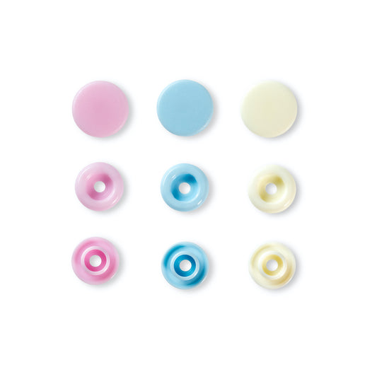 Prym Love Colour Snap Fastener 12.4mm - Rose/Lt Blue/Pearl - Frumble Fabrics