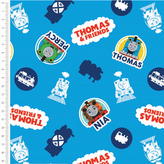 Quilting Cotton - Thomas & Friends - Main Design Blue (Per Metre)