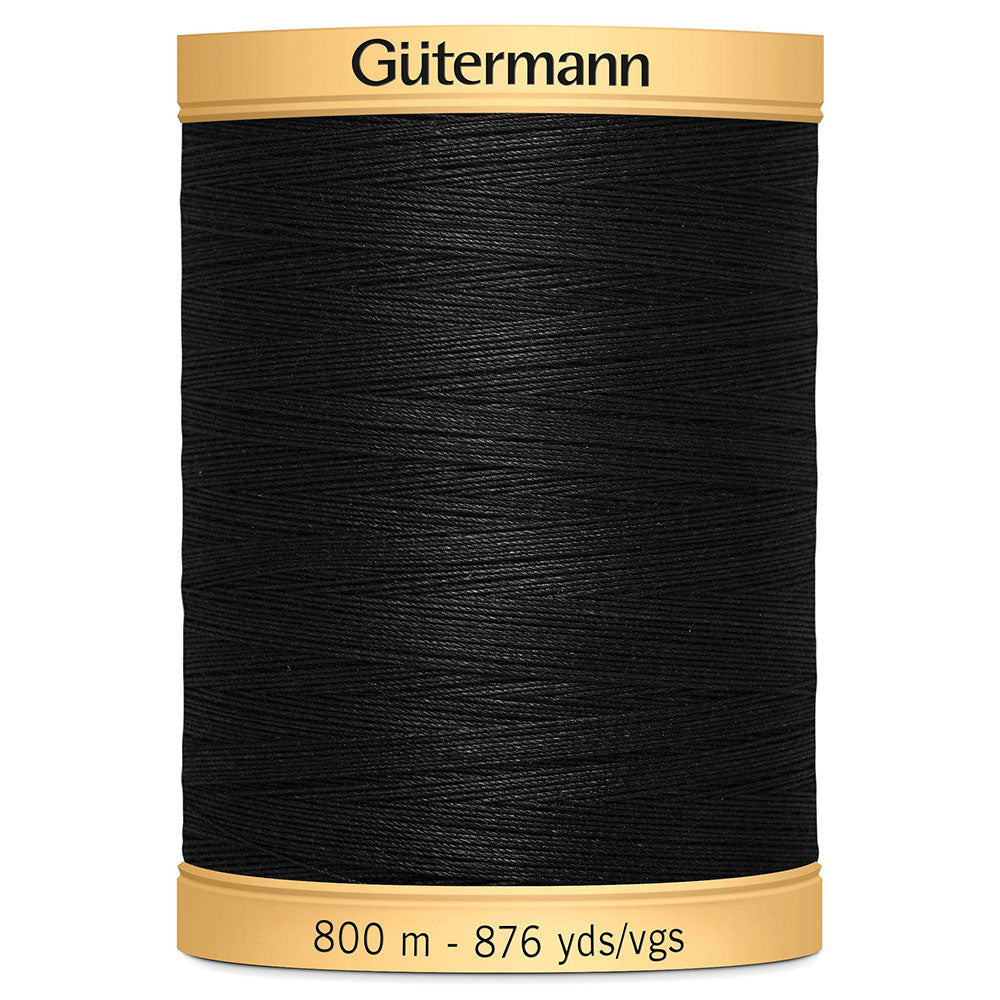 5201 Black - Natural Cotton Thread - 800m Reel