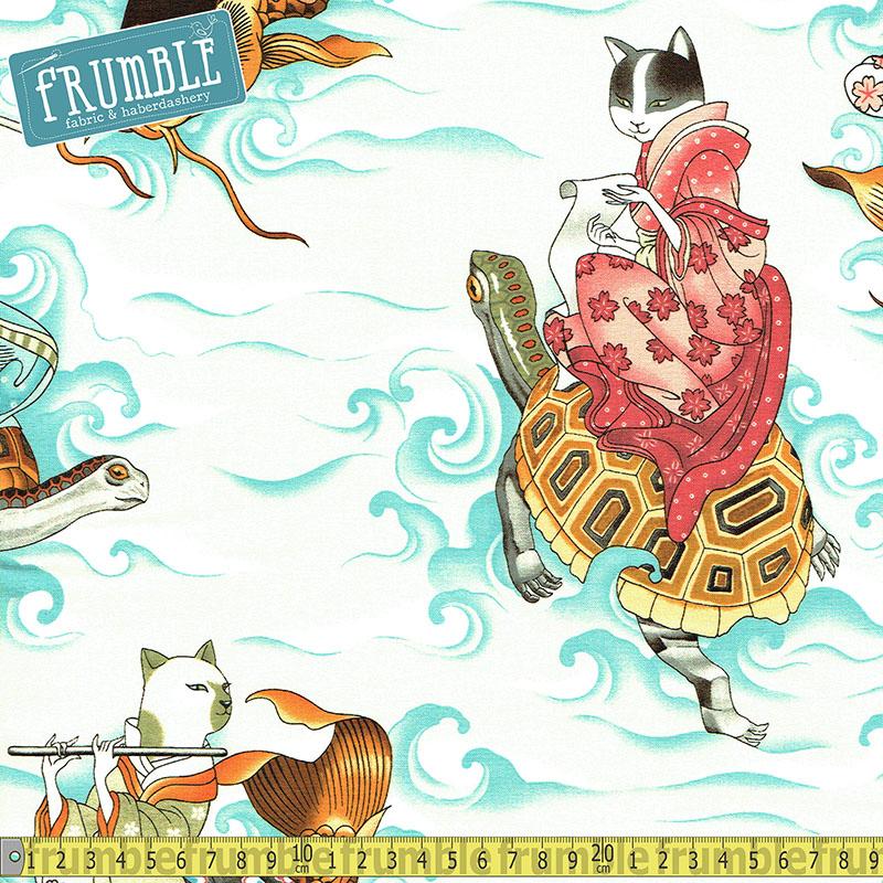 Feline Fisherman Parchment - Frumble Fabrics