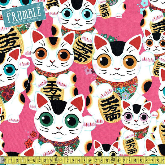 Fuku Kitty Pink - Frumble Fabrics