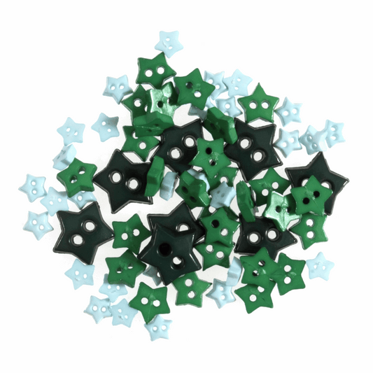 Star Shaped Mini Craft Buttons - Teal / Greens - Frumble Fabrics