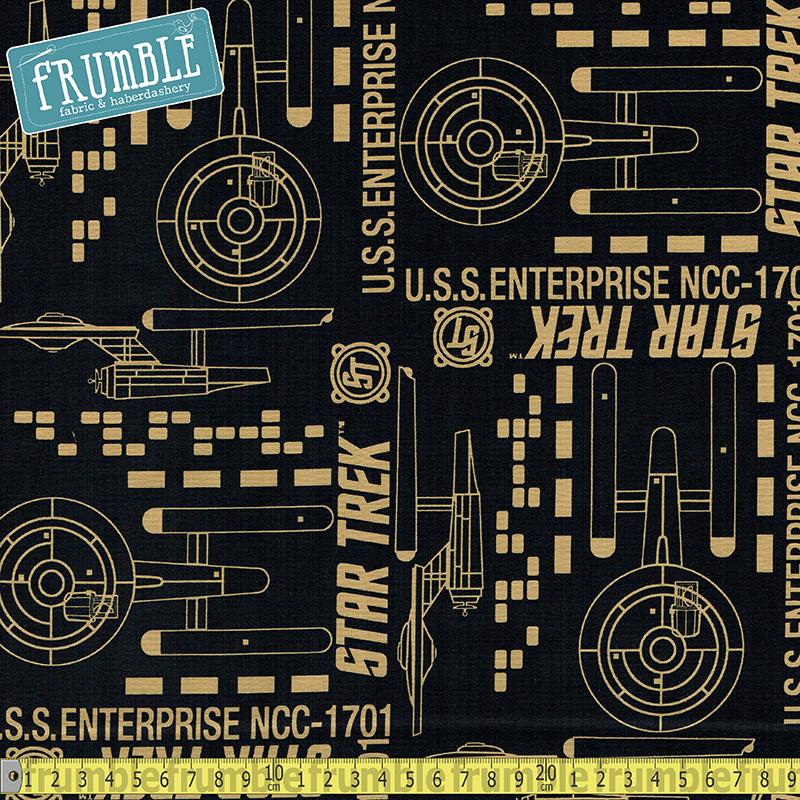 Star Trek Pop U.S.S. Enterprise in Black - Frumble Fabrics