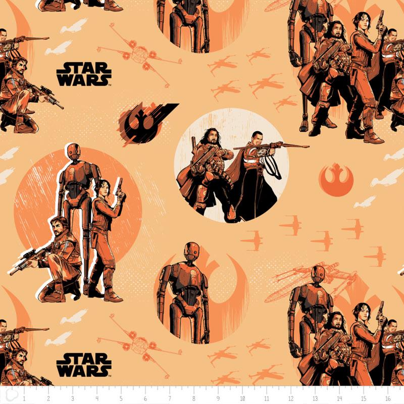 Star Wars Rogue One Rebels In Light Orange - Frumble Fabrics