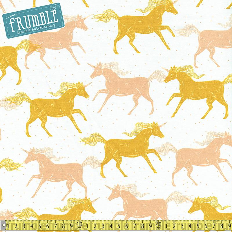 Magic Forest Unicorns Yellow - Frumble Fabrics