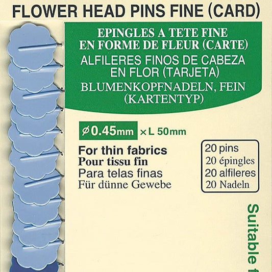 Clover - Fine 0.45mm Flower Head Pins - 20 Pack