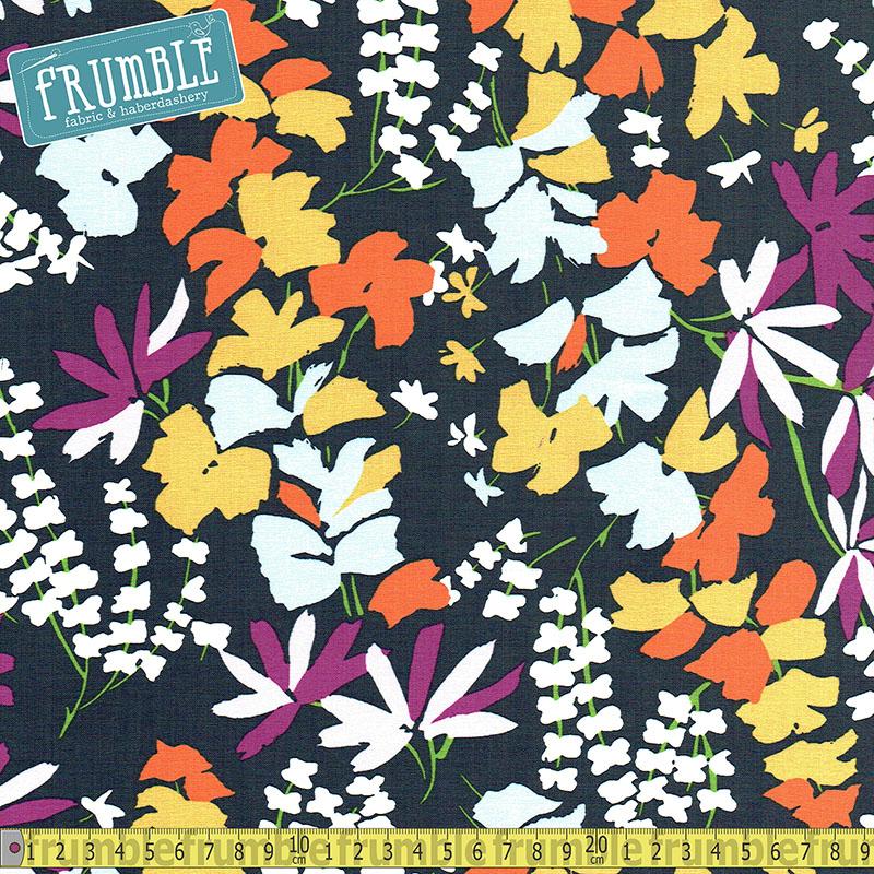 Midnight Floral in Ebony - Frumble Fabrics