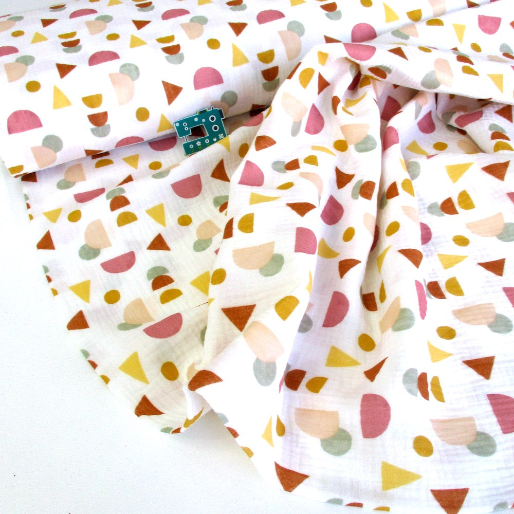 Shape Slices - GOTS Double Gauze - White