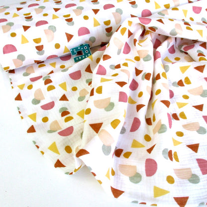 Shape Slices - GOTS Double Gauze - White