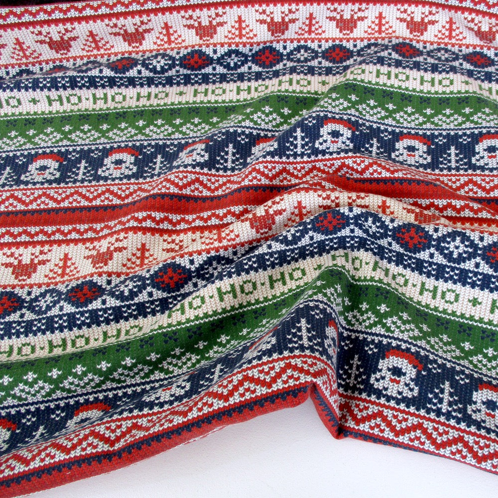 Remnant of Christmas Ho Ho Ho Stripe - Brushed French Terry - Multi Bright (167cm)