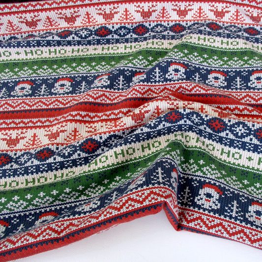 Remnant of Christmas Ho Ho Ho Stripe - Brushed French Terry - Multi Bright (167cm)