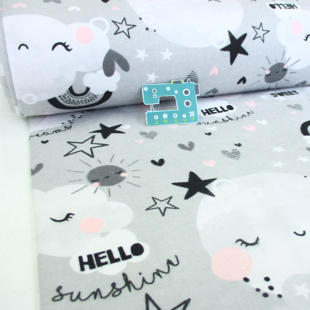 3 Wishes FLANNEL - Dont Forget To Dream - Allover Moon Grey