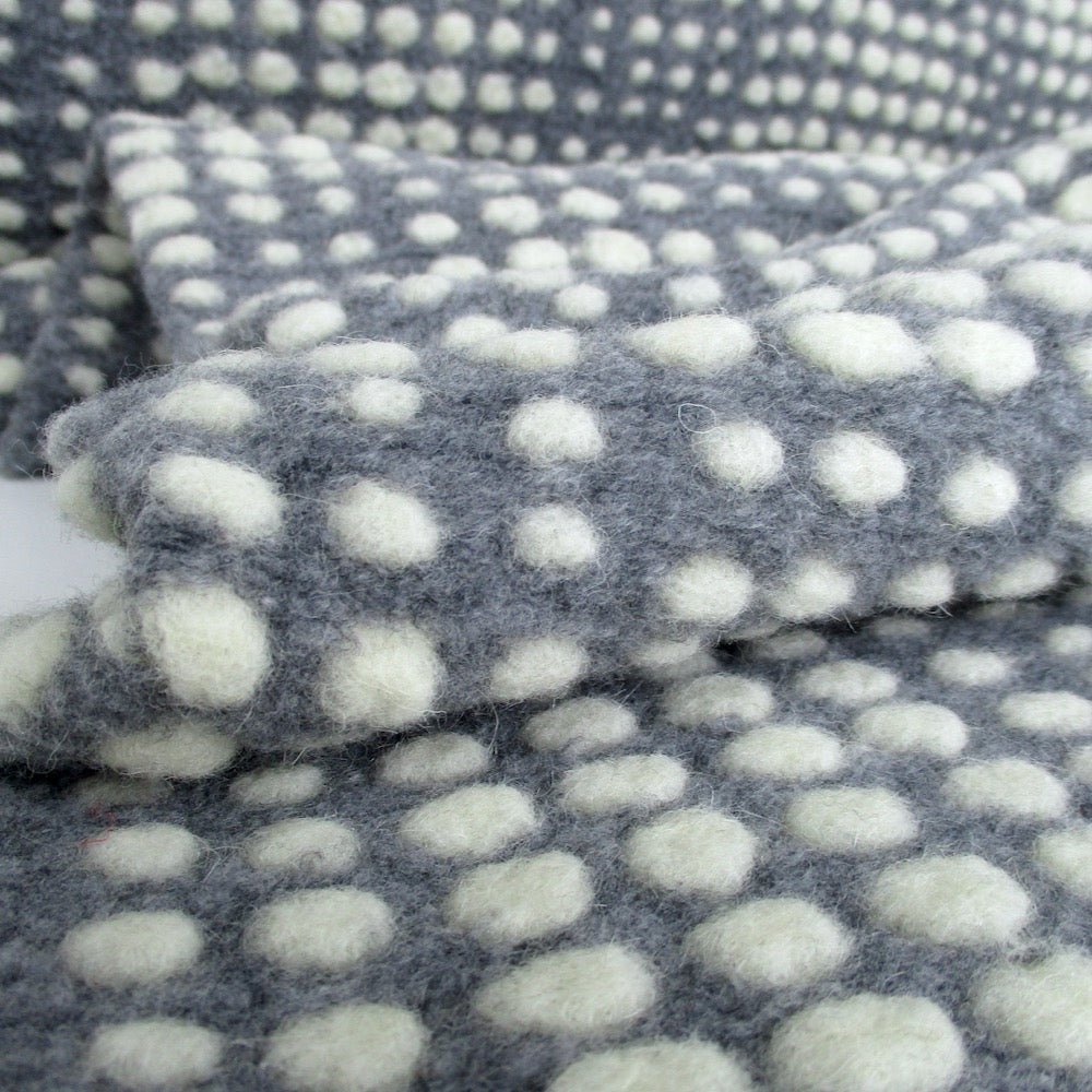 Textured Dots - Woollen Knitted Luxurious Coating - Grey