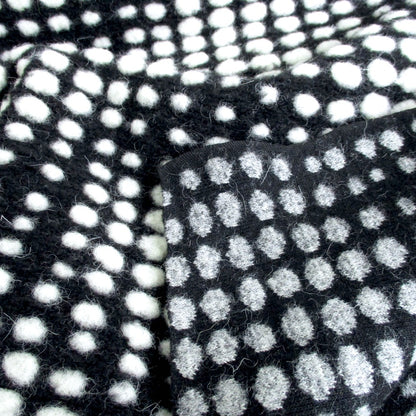 Textured Dots - Woollen Knitted Luxurious Coating - Black