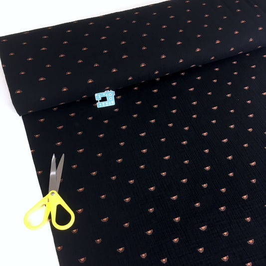 Remnant of Sunrise Spot - GOTS Double Gauze - Black (179cm)