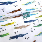 The Crocodiles - Printed Soft Sweat Fabric - White