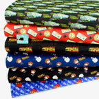 Back To The Future Chibi Marty Doc - Premium Woven Fabric - Black (Per Metre)