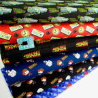 Back To The Future Chibi Marty Doc - Premium Woven Fabric - Navy (Per Metre)