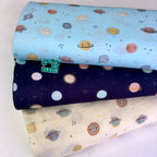 Happy Planets - GOTS Double Gauze - Navy Blue