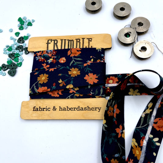 Handmade Bias Binding - Limited Edition - Wild Flower Garden Navy