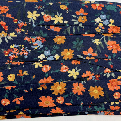 Handmade Bias Binding - Limited Edition - Wild Flower Garden Navy