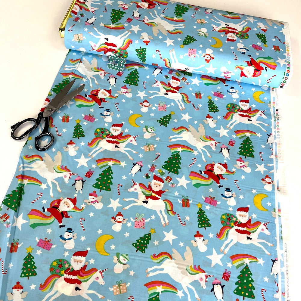 Alexander Henry - Christmas Time - Yuletide Unicorn Blue